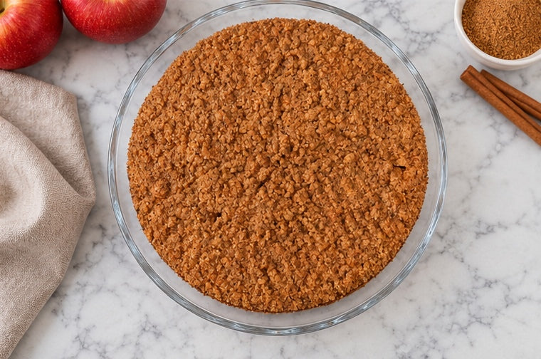 Overhead view of The Tea Room Apple Streusel Cake