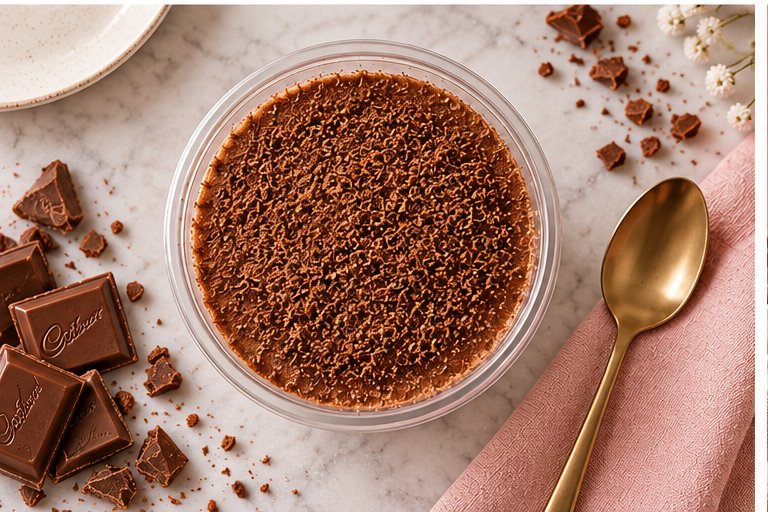 Overhead view of The Tea Room Cadbury Delight chocolate dessert cup