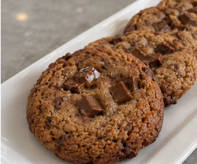 Guilt-free gluten-free chocolate chip cookies - plated view