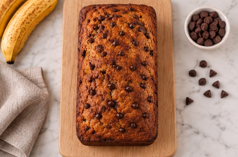 Overhead view of Honey Banana Chip Loaf