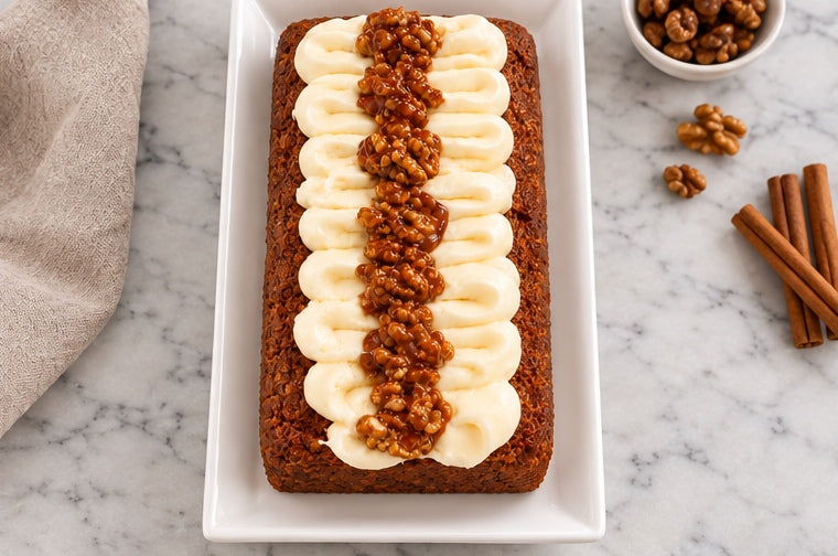 Overhead view of The Tea Room Spiced Carrot & Cream Cake
